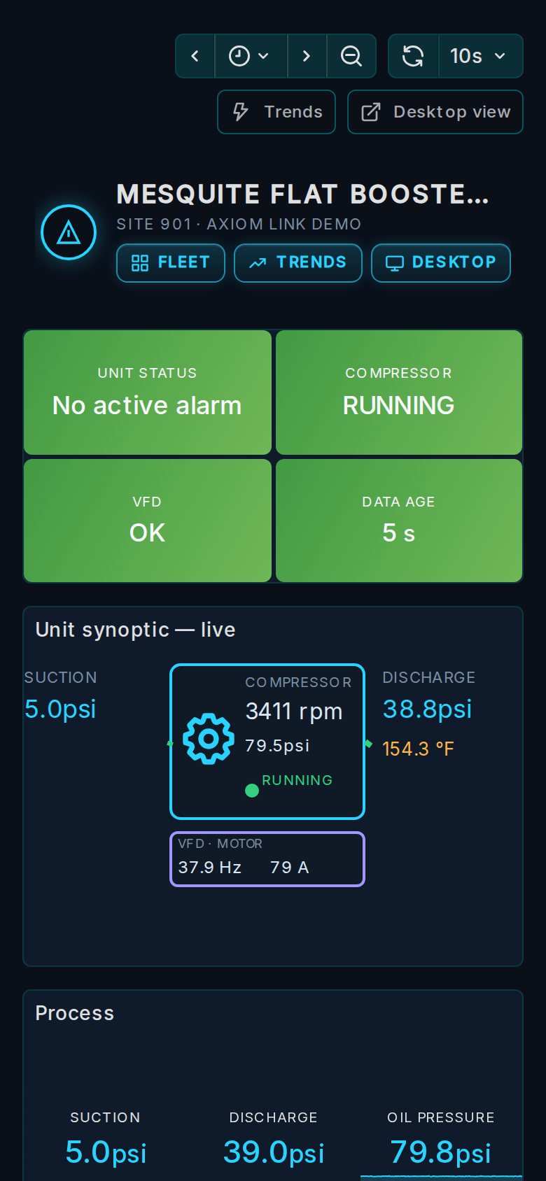 Axiom Link unit page on a phone